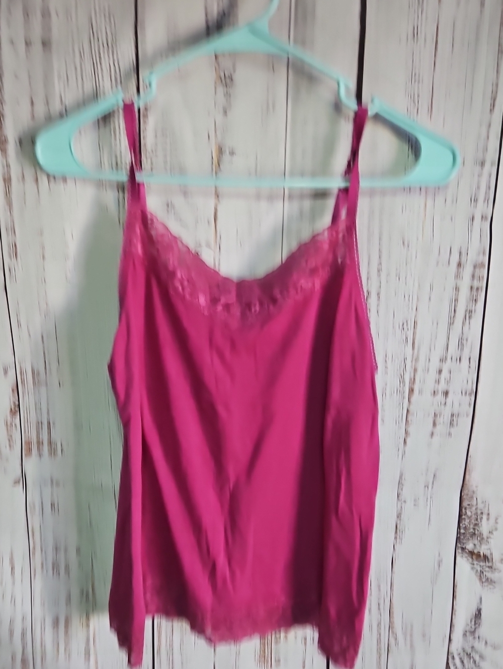 🖤 Fuchsia Lace-Trim Satin Camisole